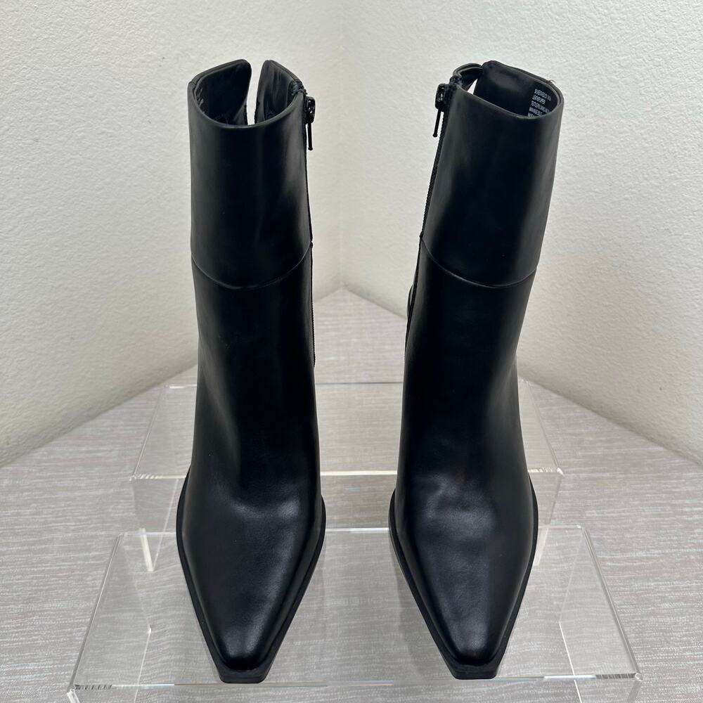 Steve Madden Silvee Ankle Boots Women 9.5M Black Leather Snip Toe Block Heel - Picture 2 of 9